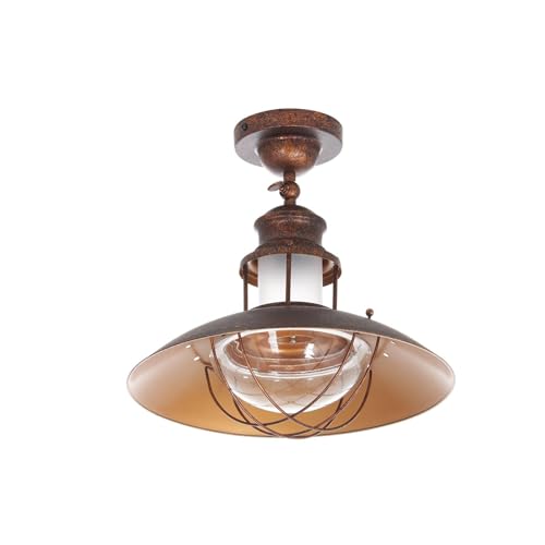 Lindby Plafonnier Louisanne à intensité variable (Bord de mer) en Marron Métal e. a. pour Cuisine (1 lampe,à E27), Luminaire Lampe Plafond Eclerage...
