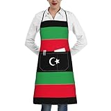 bmnaswt Schürze mit libyscher Flagge und Tasche, Polyester-Kochschürze für Küche, Restaurant, Handwerk