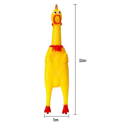 XFLYP 2 Stück 32cm Gummi Schreiend Hühner Spielzeug, Hundespielzeug Rubber Screaming Chicken Yellow Quietschende Dekompression Kleines Spielzeug zum Reinigen der Zähne