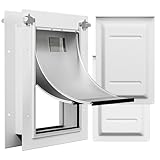 PETOUCH Medium Iron Dog Door Designed with Automatic Closing Magnetic Flap, Telescoping Tunnel & Lockable Sliding Panel for Extreme Weather