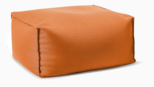 Gouchee Home Chamonix Outdoor/Indoor Ottoman Pouf Multi-Function Lounger Stool Footrest with Filling Orange