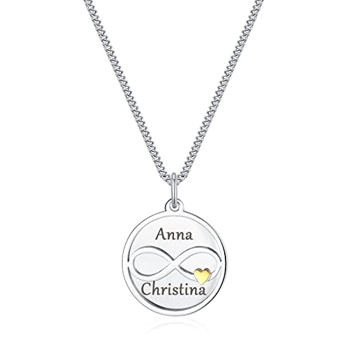 TMT Personalisierte Unendlichkeitszeichen-Kette (silber), Kette Mädchen mit Gravur | Geschenk Einschulung Mädchen | Freundschaftskette | Personalisiert Gravur namenskette
