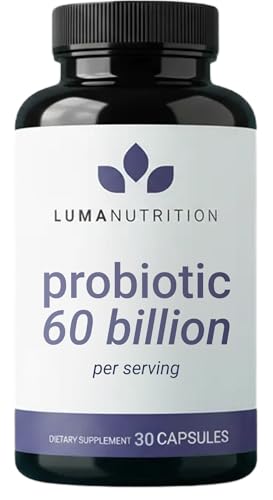 Luma Nutrition Probiotics 60 Billion CFU Per Serving with Prebiotics - Probiotics for Women and Men - Formulated for Digestive Enzyme Health - Vegan & Gluten-Free - 30 Capsules