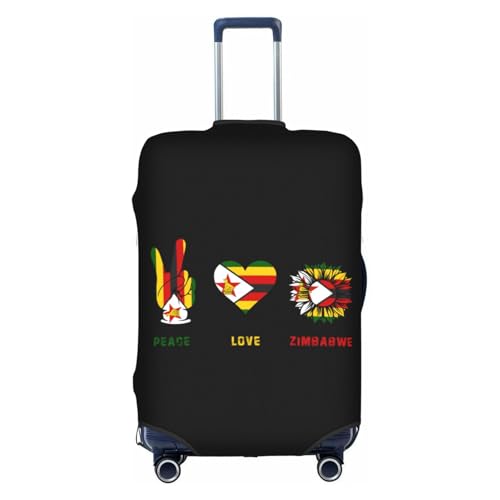 Peace Zimbabwe Zimbabwean Flag Travel Luggage Cover Washable Suitcase Case Suitcase Protector Fit Luggage Cover Large
