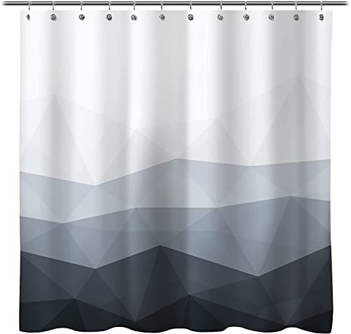 Bath Shower Curtain, Grey White Shower Curtain for Bathroom, Modern Geometric Theme Water Repellent Shower Curtains Set, Washable Decor for Home Bathtub, 72 x 72 Inch