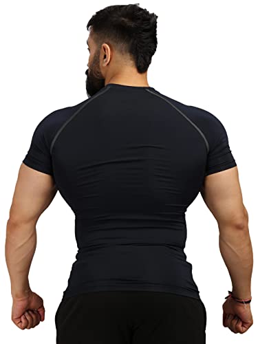FUAARK Men's Half Sleeve Compression T-Shirt - Athletic Base Layer for Fitness