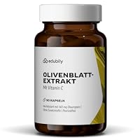 edubily® Olivenblatt-Extrakt Kapseln - Reich an Polyphenolen - Pro Kapsel 700 mg OLE mit 140 mg Oleuropein & Vitamin C - Laborgeprüft - (90 Kapseln)