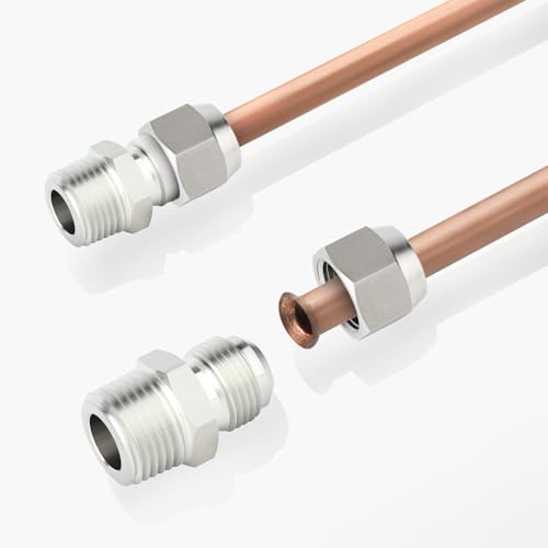 Image of TAISHER 10PCS Forging of 304 Stainless Steel Tube Flare Fittings, 1 /4 inch Male Flare x 1 /4 inch NPT Male, Half Union