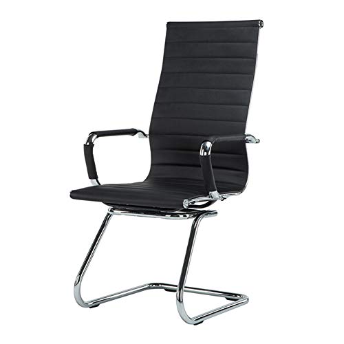 Office Chair Computer Chair Executive Office Chair Computer Office Chair Game Chair，House Comfort Steel Feet Fixed Armrests PU Leather Black