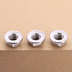 M5-0.8 (50 Pcs) Serrated Flange Nuts, Hex Nuts, Hexagon Head Nuts With Serrated Flange Washer, 304 Stainless Steel 18/8, Din6923 #TOP3