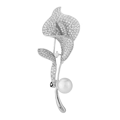 Broche fleur vintage sertie de perles d'imitation pour un style rétro chic