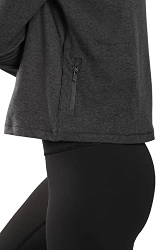 Image of 90 Degree By Reflex Cropped Two Tone Heather Long Sleeve Quarter Zip Jacket