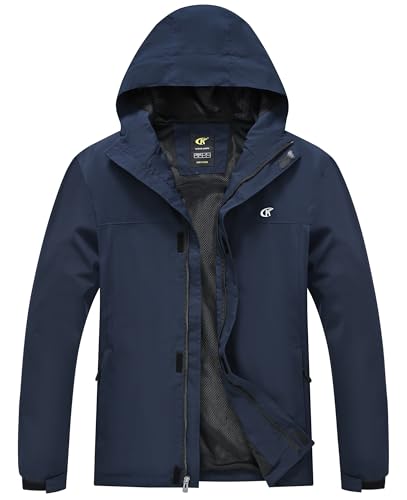 Image of YuKaiChen Mens Rain Jacket Waterproof Hooded Windbreaker Jacket Lightweight Outdoor Hiking Shell Coat