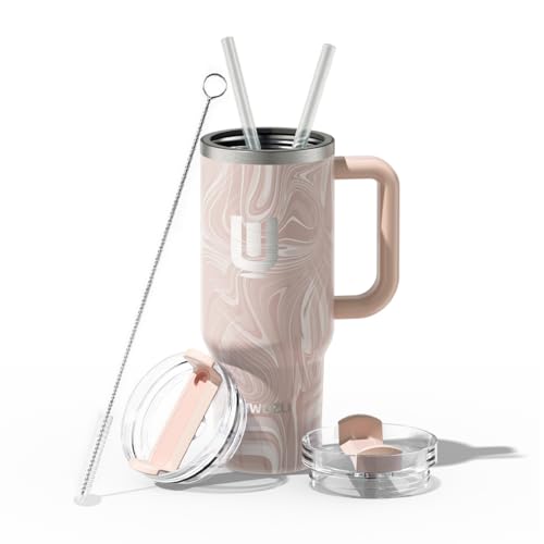 ZUWOZU 40oz Tumbler with Handle, Insulated Tumbler with Straw and Spout Lid, Coffee Mug Stainless Steel Travel Mug Cup for Water, Tea or Iced Coffee, Keeps Cold for 24hrs or Hot for 12hrs, Leak-proof