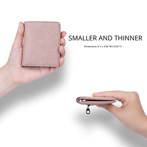 Image of Alldaily Small RFID Wallet for Women Slim Compact Bifold Pocket Ladies Travel Mini Purse (Dark Pink)