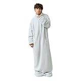 [LOWYA] groony 着る寝袋 ロング 毛布 あったかグッズ ルームウェア パジャマ 冬 フードなし レディース メンズ 洗える 厚手 節電 シャンブレーグレー