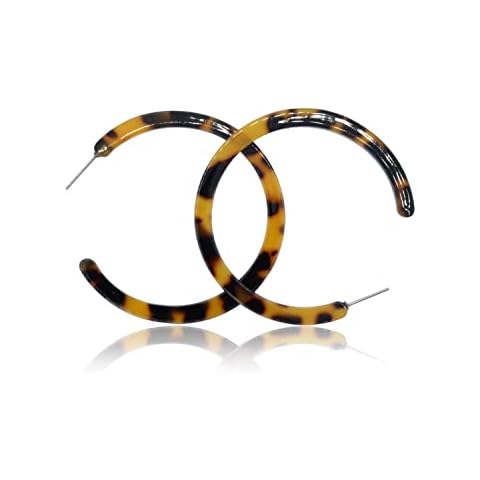 Women's Tortoise Shell Big Hoop Earrings | Fashionable Summer Hoop and Stud, Acetate, Acrylic, Resin, Gift, Gift for Her Cover