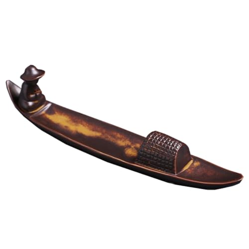 TOYANDONA Boat Incense Burner Vintage Ceramic Aroma Stove Classic Stick Holder, Fisherman Ornament for Home Tea Ceremony and Indoor Relaxation