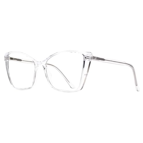 Image of Blue Light Blocking Glasses for Women, Oversized Trendy Cat Eye Computer Gaming Glasses Anti Glare & UV Glare RF6204 (Clear Cateye Frame)