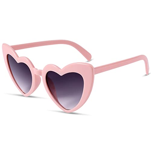 DIVINA VITAE Polarized Heart Shaped Sunglasses For Women Vintage Love Cat Eye Retro Sun Glasses Clout Goggle Wedding Bride Sunglasses UV400 (Pink)