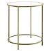 VASAGLE Beistelltisch rund, Glastisch mit goldenem Metallgestell, Kleiner Couchtisch, Nachttisch, Sofatisch, Balkon, Robustes Hartglas, dekorativ, Gold LGT20G