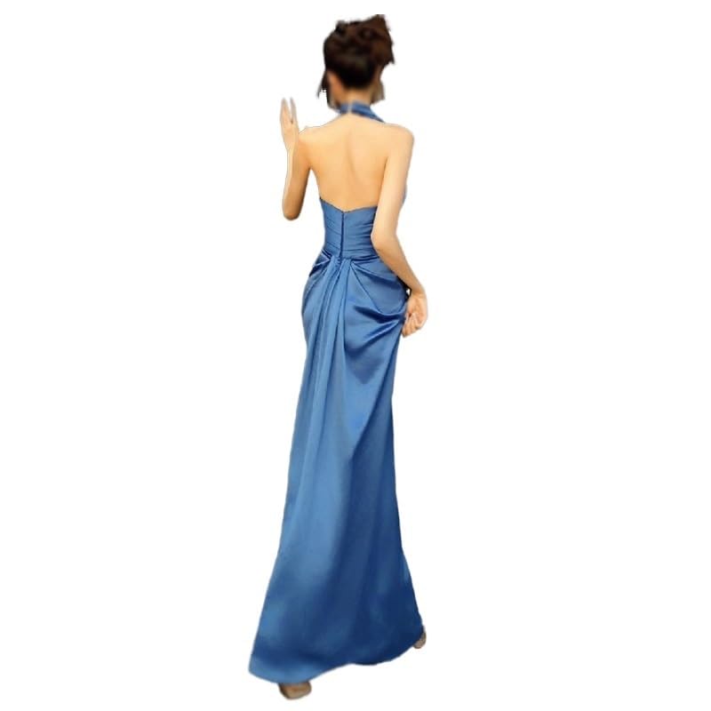 Amazon.com: PNAWLLCF Chinese Morning Gown Ladies Toasting Engagement Dress  Hanging Neck Dress for Birthday Dinner(X-Large) : Everything Else
