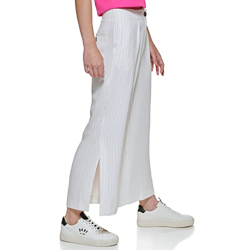 DKNY Women's Cropped Side Slit Pin-Stripe Pant3
