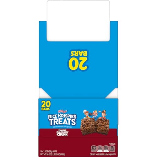 Rice Krispies Treats Marshmallow Snack Bars, Kids Snacks, School Lunch, Double Chocolatey Chunk, 26oz Box (20 Bars)
