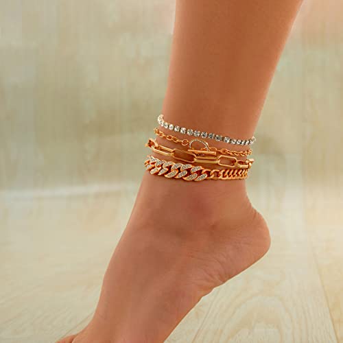 Image of yfstyle Butterfly Ankle Bracelet for Women Rhinestone Anklets Bulk Adjustable Layered Beach Ankle Bracelet Braided Chain Anklet Charm Ankle Bracelet Jewerly Gift