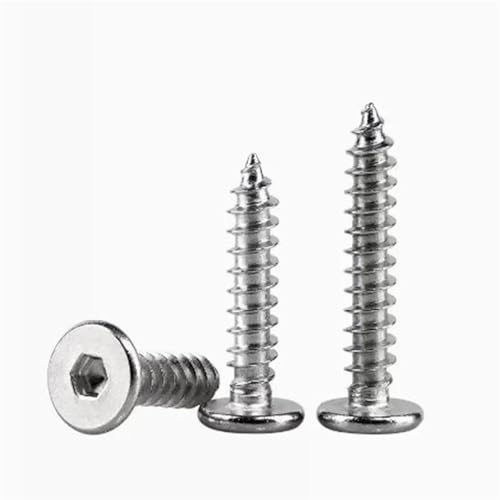 M2 - M6 六角レンチ 大型フラット薄頭セルフタッピング木ネジ 304 ステンレススチール(X 10mm,M4 20pcs)