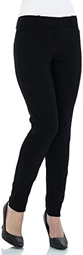 SATINATO Women's Wrinkle Free Stretch Dress Pants Work Slim Fit Trousers(6,Black)