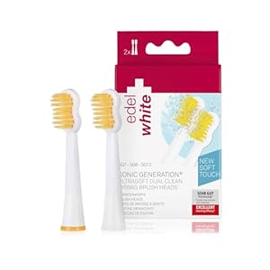 edel+white Dual Clean Ultrasoft Airbag Bürstenköpfe für elektrische Zahnbürste I Geeignet für alle edel+white Schall Zahnbürsten I Nachfüllpackung mit 2 Stück