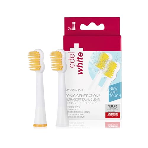 Edel+White Dual Clean Ultrasoft Airbag, testine per spazzolino elettrico, adatte per tutti gli spazzolini da denti a suono nobile e bianco, confezione di ricarica con 2 pezzi