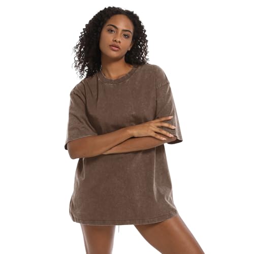 BINTEHGS Oversized Grunge Vintage t Shirts for Women Short Sleeve Cotton Casual Baggy Tees Teens Trendy Crew Neck Loose Tops - Image 5