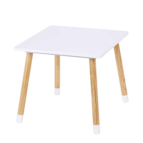 Image of UTEX Wooden Toddler Table and Chair Set, Round-Back Design, White | Kids Table and Chairs, Smooth Rounded Edges, Solid Wood Legs, Water-based paint for Nursery