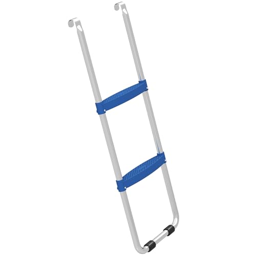 SPORTNOW Échelle de Trampoline 2 Marches Larges pour Trampoline avec Crochet Universel, Cadre en Acier Galvanisé, Base Renforcée en U, Charge 150 kg,...