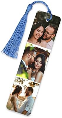 ZUYUSO Personalized Photo Frame Bookmark Metal Bookmark Custom Message/Text Stainless Steel Bookmarks with Tassel for Reader Women Men Gift