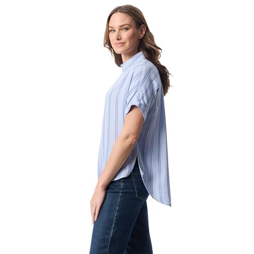 Image of Gloria Vanderbilt Women's Daisy Short Sleeve High-Low Button Down Shirt Standard