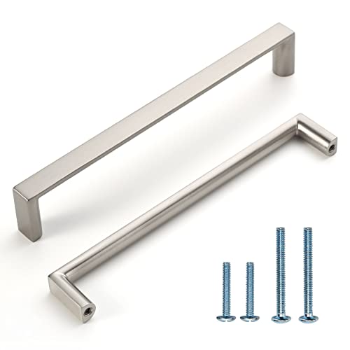 Image of 10 Pack 6.3 Inch(160mm) Kitchen Cabinet Handles Brushed Satin Nickel Cabinet Pulls Kitchen Cabinet Hardware Drawer Pulls for Dresser Cupboard Wardrobe