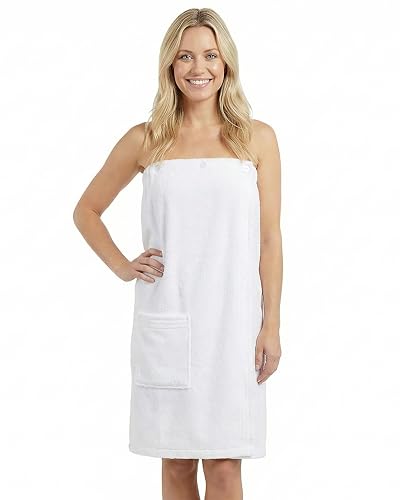 LAYNENBURG Paréo de sauna de qualité supérieure pour femme avec fermeture à boutons – 10 % coton – Certifié Oeko-Tex 100 – Serviette de sauna pour...