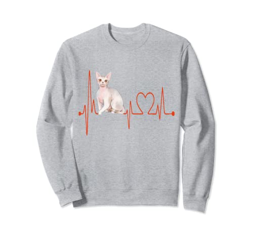 Devon Rex Cat Heartbeat EKG divertido diseño de gatos y gatitos Sudadera