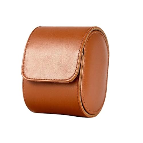 Image of Zollyss Zolyss Luxury Watch Travel Case, Brown Leather, Roll Organizer with Snap Closure (1 Slot)