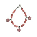 Crystal Dream Elegant Enamel Flowers with Coral European Simulated Pearls Sterling Silver Keepsake Baby Girl Bracelet Gift (BCPEF_L)