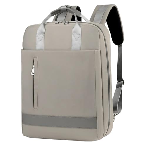 Mochila Feminino de Nylon Saco de Notebook de 15,6 Polegadas Adequado Para Trabalho Escola Viagem Ultra Leve Impermeável Respirável Resistente Interface de Carregamento USB (Cinzento)