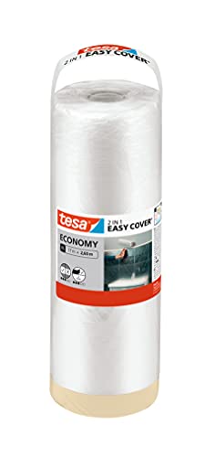 Image of Tesa Economy Easy Cover 2-in-1 Masking Film for Painting and Masking Tape 17 m x 260 cm