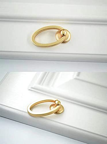 10 x Möbelringe, Ringgriffknauf, Bronzelegierung, Goldfarbe, Schrankschublade, Küchenschrank (10 x ovale Ringe, mit Schrauben) Cover