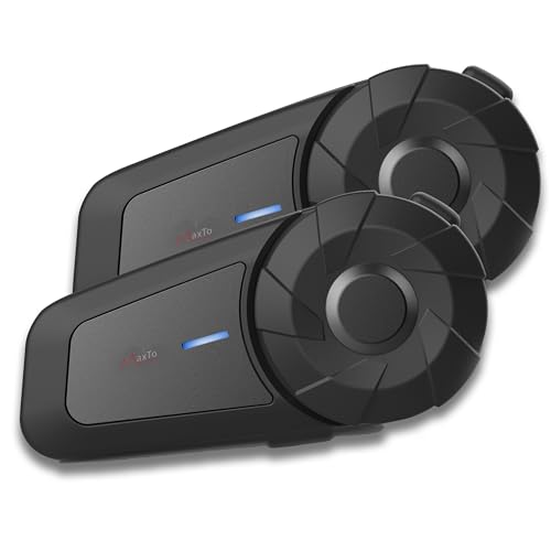 Interfono casco moto bluetooth, MX1 auricolari moto casco per caschi da moto per 2 piloti,portata 800m,CVC + DSP Funzione di Riduzione del Rumore, Assistente Vocale,IP67 Impermeabile,2 pezzi