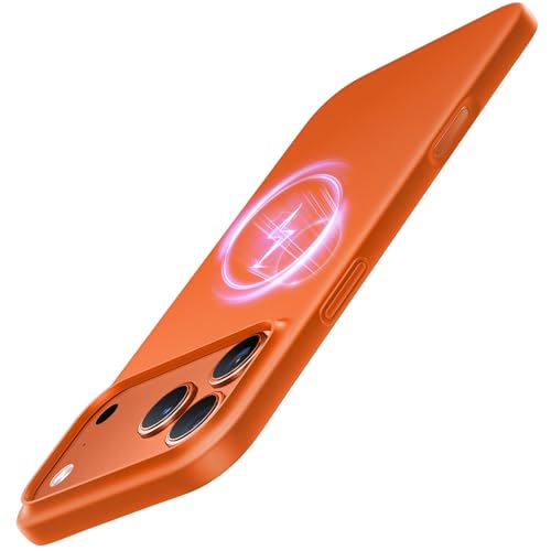 TORRAS Ultra Dünn für iPhone 17 Pro Hülle für MagSafe [Nr. 1 Magnetkraft] Handyhülle iPhone 17 Pro Case Stoßfest Kratzfest (Samtiger Griff & Elegantes Aussehen) Slim iPhone Hülle Orange