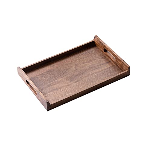 Charola de Servicio Bandeja de servir bandeja de madera bandeja rectangular manijas en línea bandeja decorativa bandeja de encimera bandeja de cocina tocador bandeja Bandeja decorativa (Size : S)