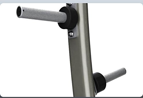 Close-up of weight plate storage pegs